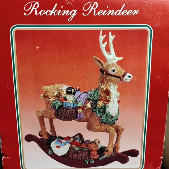 Vintage Rocking Reindeer Statue Christmas Table Decor - Picture 2 of 7